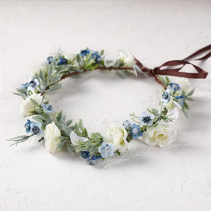 Women's White Rose Headpiece - Small Rose Starry Headband Traditional Round Headband Wedding Shooting Props Birthday Party Dance Party Decoration Renaissance Festival Crown
