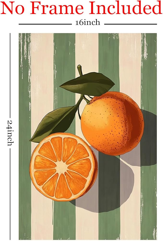 Orange Wall Art Orange Still Life picture Modern Fruit Painting Sage Green Minimalist Fruit Artwork Modern Green Painting Trendy Aesthetic Poster Aesthetic Still Life Poster For Room 16x24in No Frame