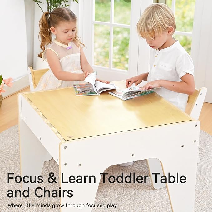 wingyz Kids Table and Chair Set for Study,Building,Art,Dining 4 in 1,Toddler Activity Table with Storage for Big/Small Blocks Construction,Wooden Sensory Play Desk with Chalkboard,Boy Girls Gifts