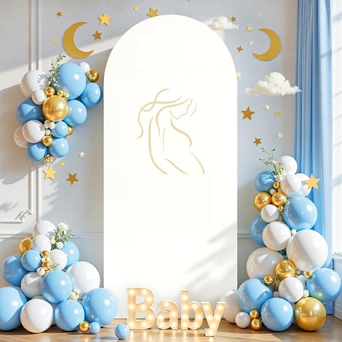 Ivory Arch Cover 6.6FT Spandex Fitted Wedding Arch Stand Covers Round Top Chiara Arch Covers Stretchy Backdrop Cover for Birthday Party Ceremony Banquet Decoration