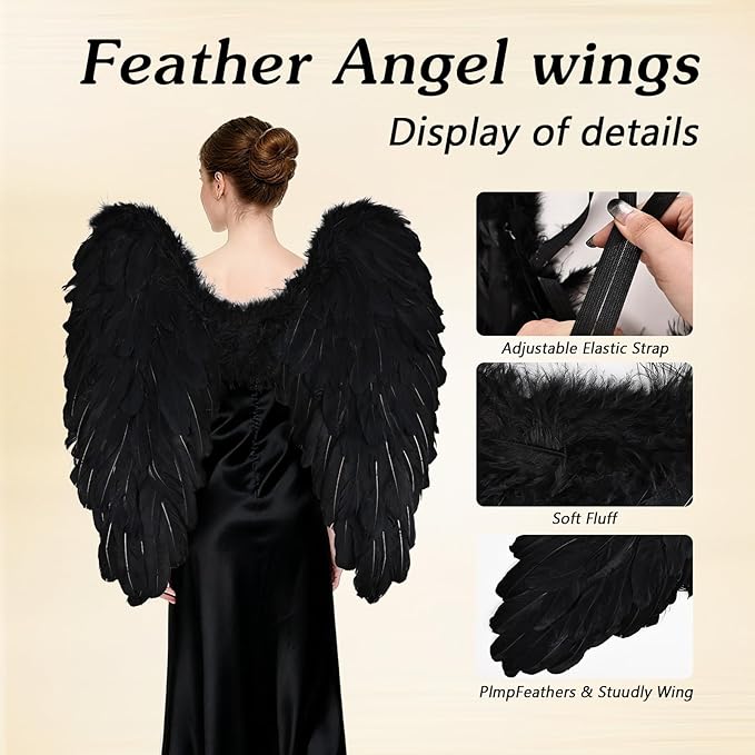 THARAHT Feather Angel Wings with Adjustable Elastic Strap Suitable for Photography Role Playin