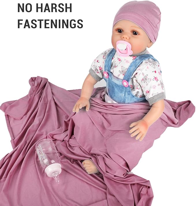 Baby Swaddle Blanket Set with Hat Soft Stretchy Newborn Receiving Blanket Swaddle Wrap for Infants Lightweight Modal Fabric Solid Color Design