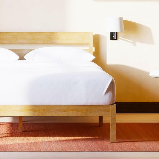 LIFEMENT Classic Wood Platform Bed Frame with Headboard, Essential, Noise Free, Under Bed Storage, No Box Spring Needed, Easy Assembly (Natural, Queen (U.S. Standard))
