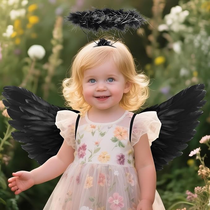 Angel Wings, Feather Angel Wings and Halo, Angel Wings Costume for Adult Kids Women Girls Halloween