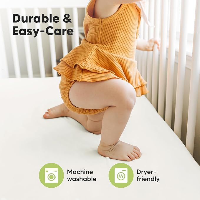 KeaBabies 2-Pack Baby Crib Sheets for Boys, Girls - 52x28 Viscose Derived from Bamboo Toddler Bed Sheets Neutral, Fitted Crib Mattress Cover for Standard Baby Bedding, Soft & Cozy (Soft White)