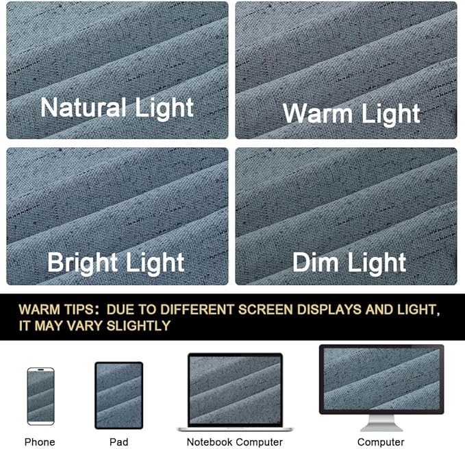 PrinceDeco 100% Blackout Curtains for Bedroom Linen Blackout Curtains 54 Inches Long Room Darkening Burlap Grommet Textured Curtains&Drapes Luxury Decor for Living Room 52x54 Inch, Stone Blue,2 Panels