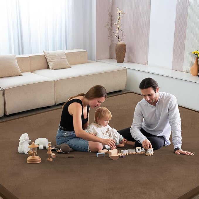 Baby Play Mat for Floor Tummy Time Mat Nursery Muscle Area Rug Playroom Rug Tatami 65"*50" Memory Foam 1.3" Thick Crawling For Babies,Toddlers, Infants, Kids,Floor,Coffee