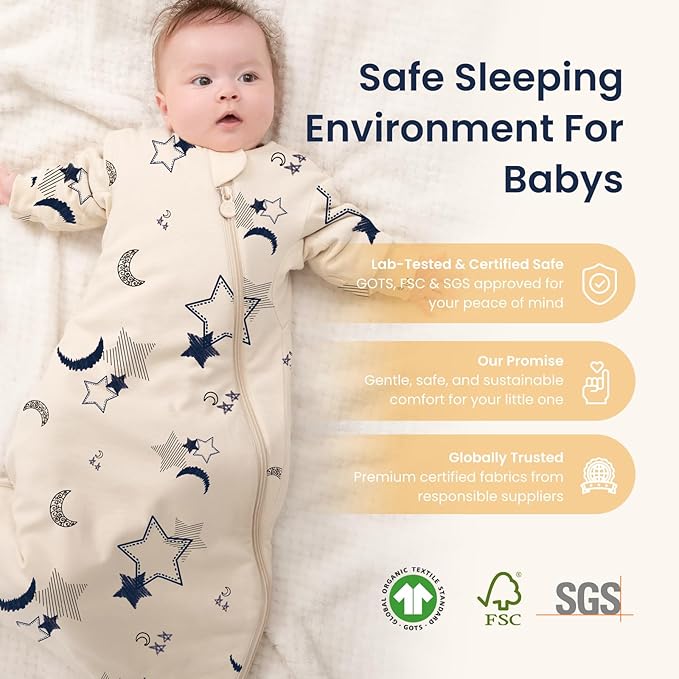 kaiya baby Unisex Sleeping Bag for Babies and Toddlers 2.5 Tog Sleep Sack, Long Sleeve Sleep Sack, Wearable Blanket Baby
