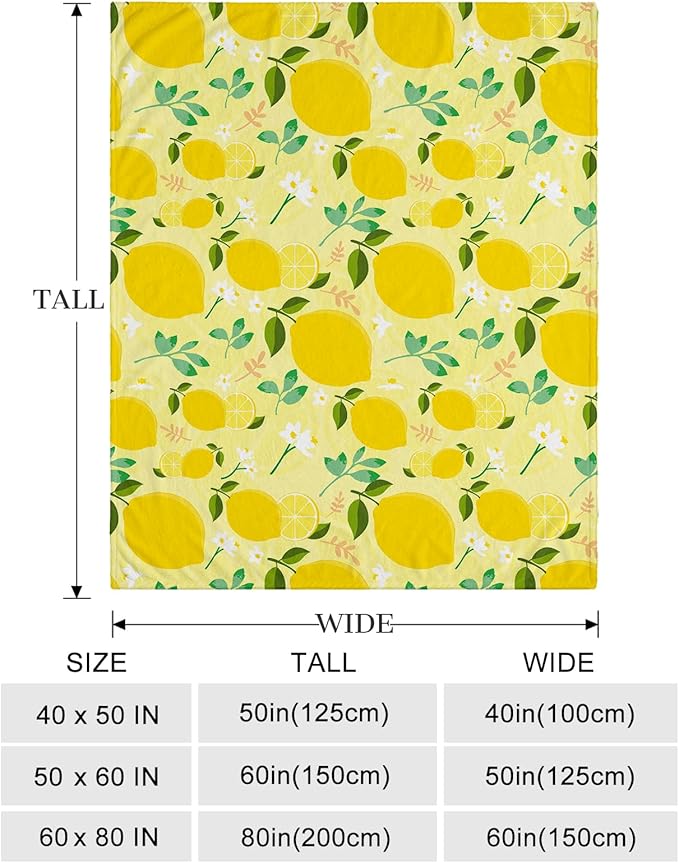 Ultra Soft Fleece Blanket- Lightweight & Warm Throw Blanket for Couch, Cozy Plush Sherpa Blanket for Adults Kids, Durable & Easy Care (Lemon, 50x60 in)