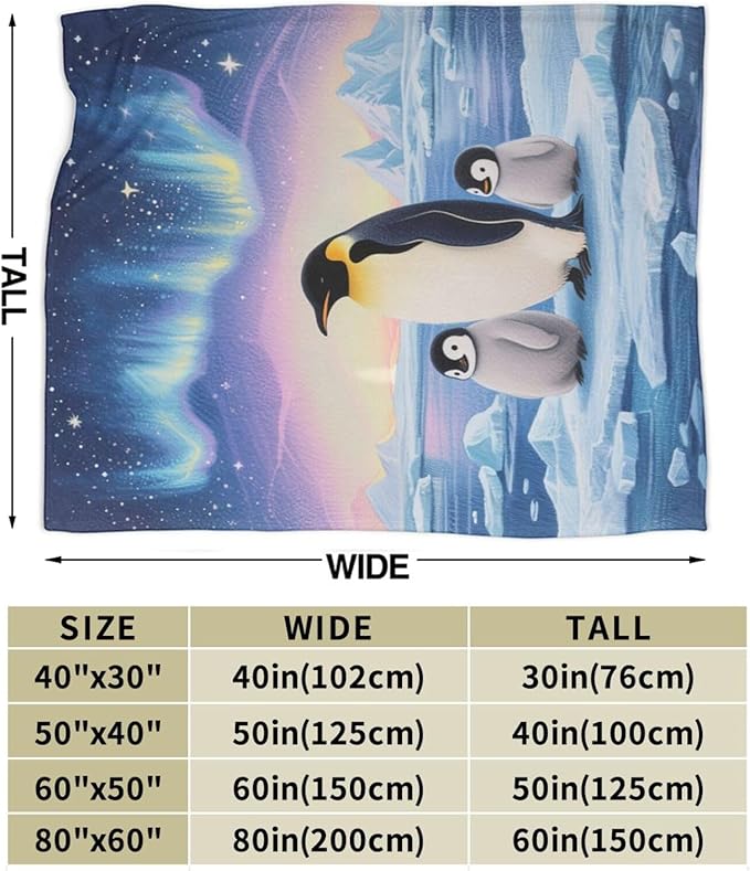 Penguin Blanket Penguins Animal Throw Blanket Plush Cozy Fleece Ultra Soft Warm Fuzzy Stuff Bedding Nursery Toddler Baby Blankets Gifts for Boys Girls Kids Adult Men Women 60"X80"