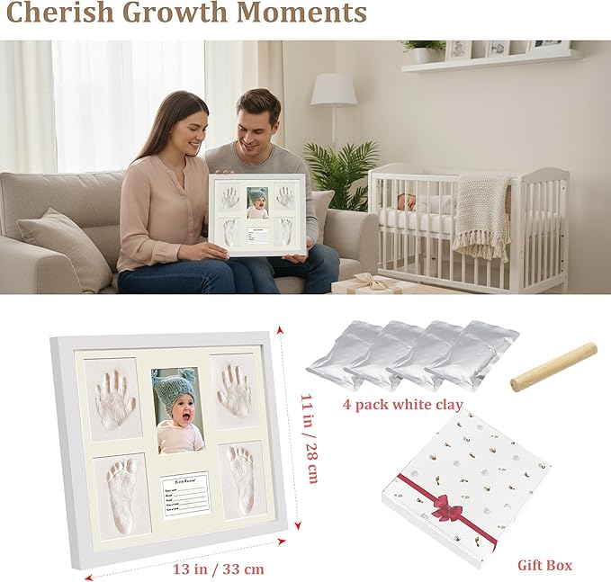 MICKYU Baby Handprint and Footprint Casting Molding Keepsake Frame Kit - Newborn Memory Gift for Boys Girls