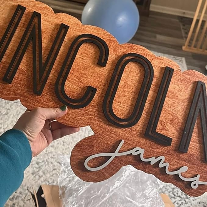 Personalized Wood Name Sign, Nursery Name Wooden, Boho Girl Name Sign, Above Crib Sign, Layered Baby Name Sign, Boy Name Sign, Cut Out Sign, Gift for nursery