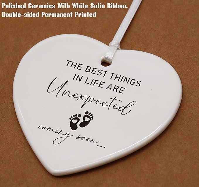 Heart Shaped Christmas Ornament-Pregnancy Announcement Gifts-Promoted to Grandparents Grandma Grandpa or Aunt Uncle-Newborn Coming Soon-Reveal Gift for Mom Dad Sister Brother Friends Keepsake