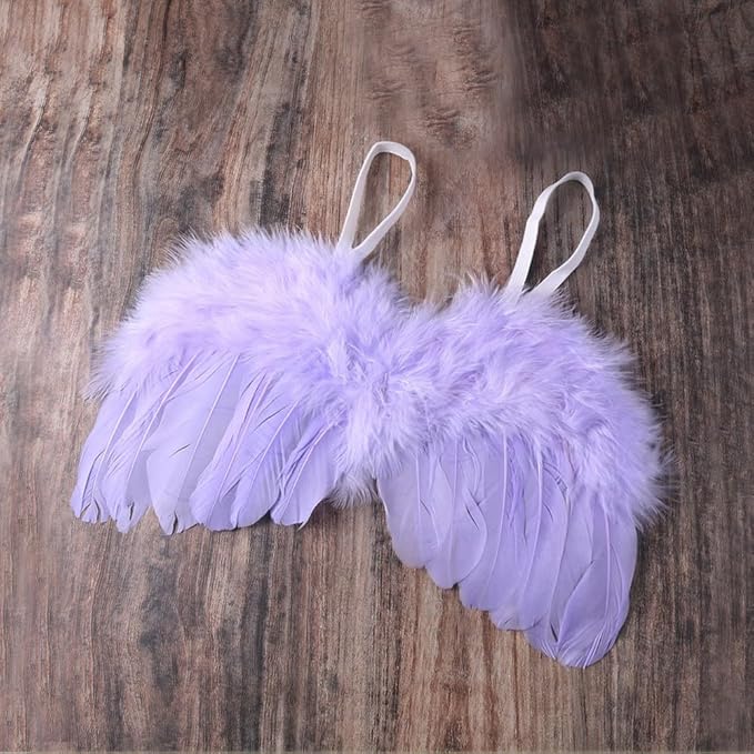 Holibeat 0-6M Baby Purple Feather Angel Wings with a Headband Newborn Photography Posing Props (Purple)
