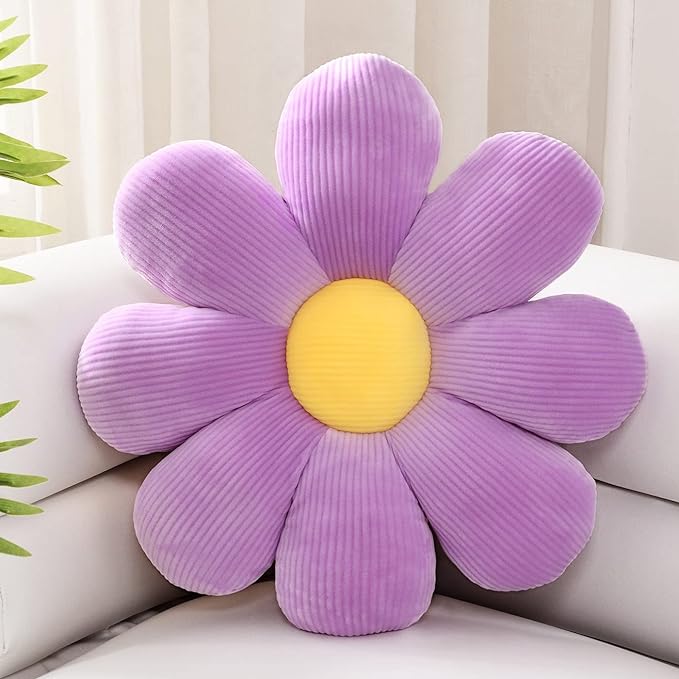 Sioloc Flower Shaped Throw Pillow, Lavender, 23.6" (1 Count)