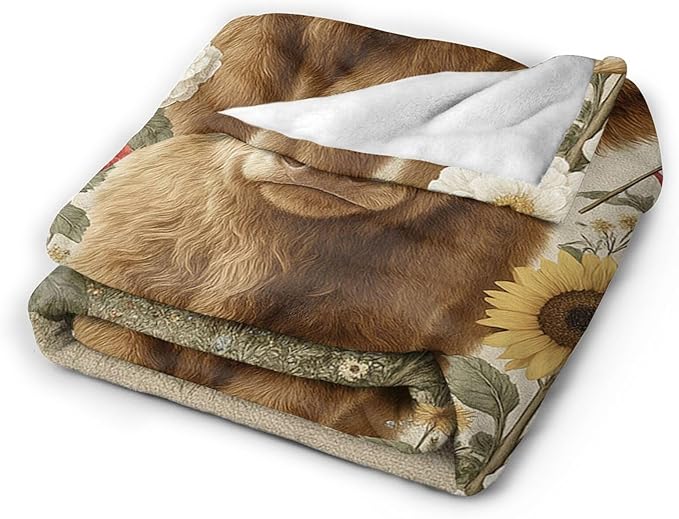 Highland Cow Blanket Farmhouse Cow Throw Blanket Soft Cozy Fleece Fuzzy Plush Warm Stuff Bedding Farm Animal Blankets Gifts for Boys Girls Kids Adult Men Women 60"X80"