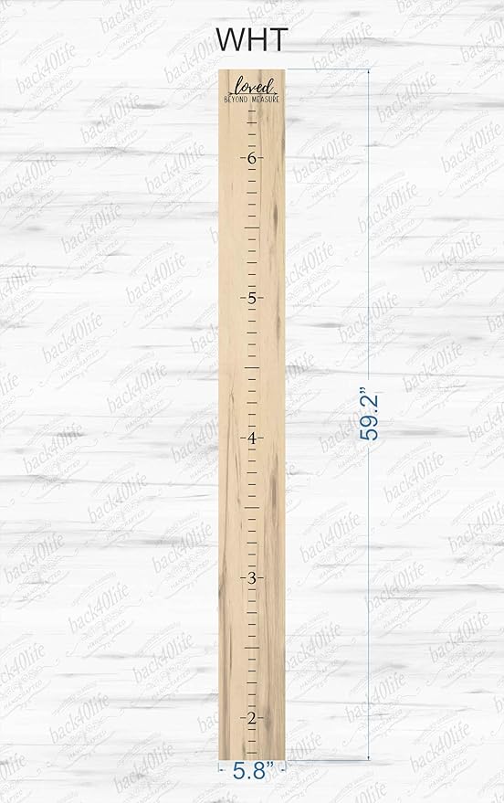 Farmhouse Style Wooden Kids Growth Chart Ruler for Boys and Girls (Weathered Natural - WHT)