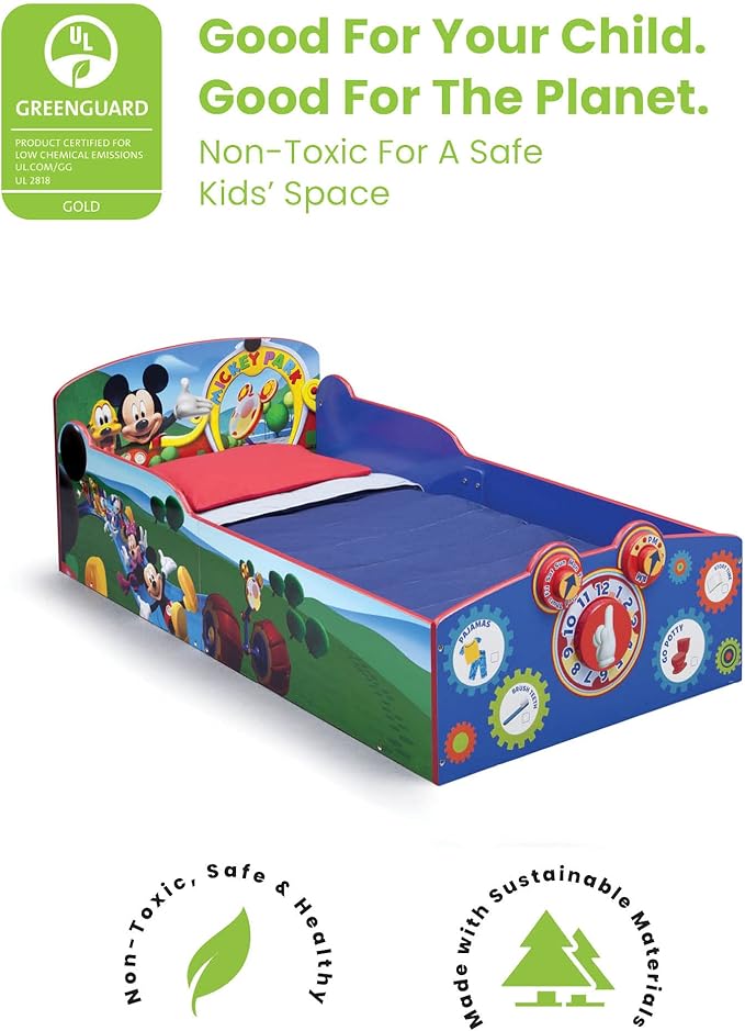 Delta Children Interactive Wood Toddler Bed, Disney Mickey Mouse