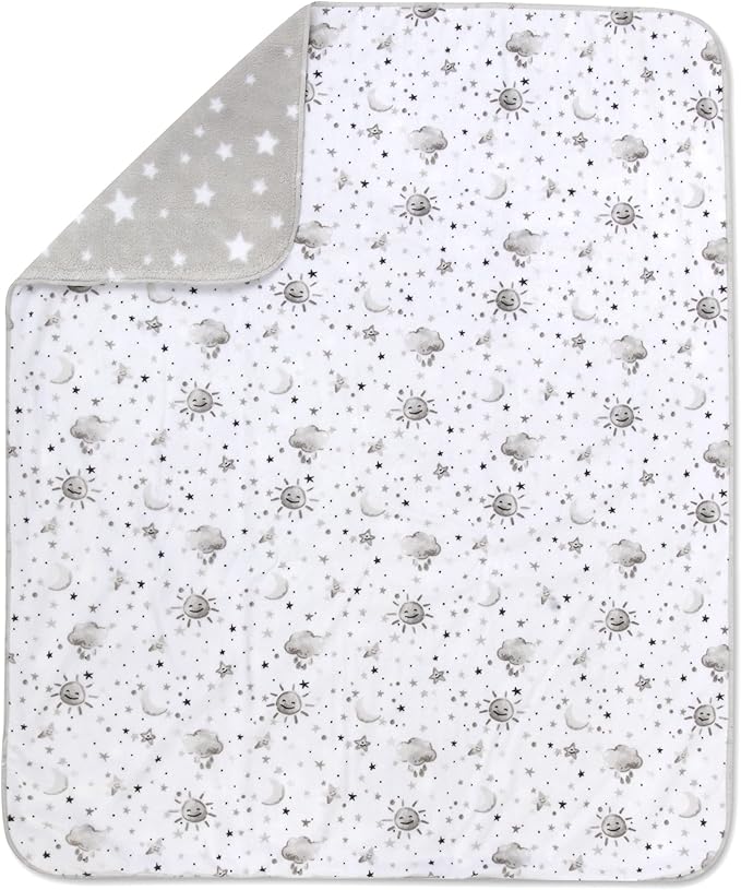 Sherpa Fleece Baby Blankets for Boys and Girls – Colorful, Reversible Baby Blankets for Newborns, Infants, Toddlers, and Nursery (Sunny & Starry Skies)