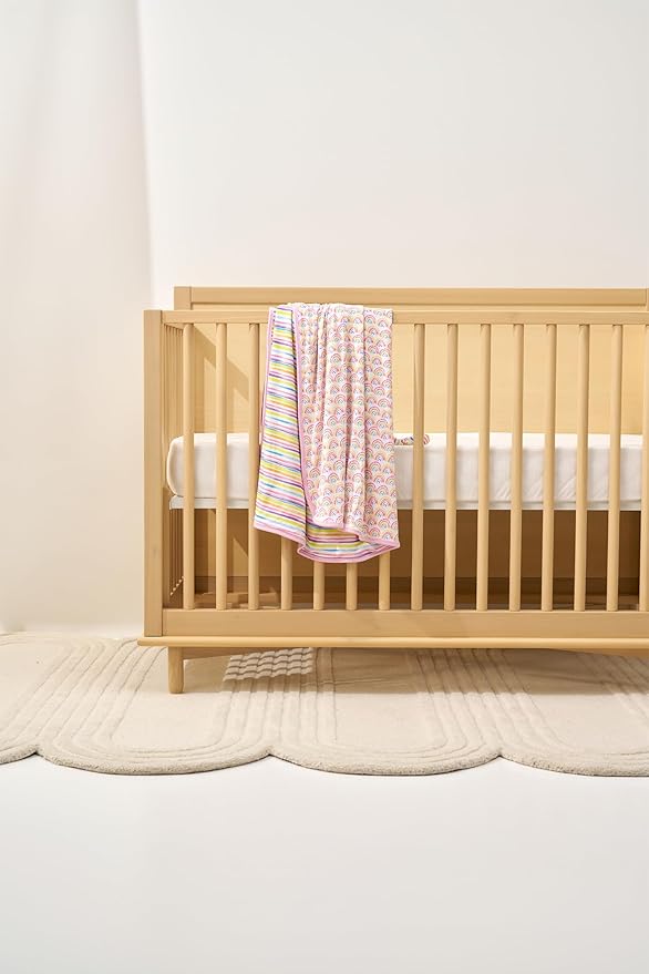 Little Sleepies Cloud Blanket, Soft Viscose from Bamboo Toddler & Baby Blanket for Boys & Girls, Lightweight, Perfect for Hot Sleepers, 50" x 50", Large (Pastel Rainbows)