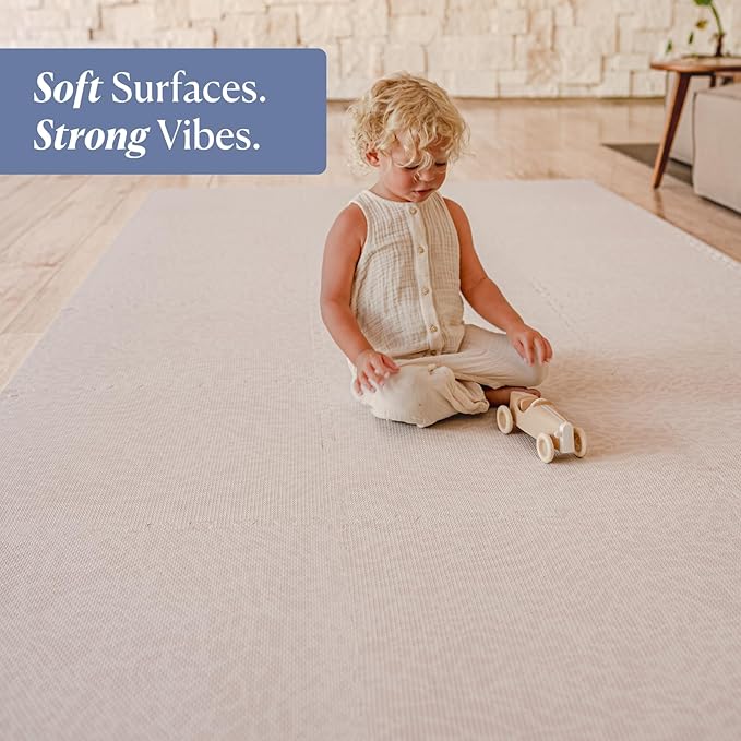 Toddlekind Playmat - Premium Foam Playmat, 4 x 6 feet, 6 Tile Extra Thick Foam Floor Puzzle Mat for Babies/Toddlers Stylish, Non-Toxic, Odorless. Perfect for Tummy Time & Play. 0m+ (Cream/Off White)