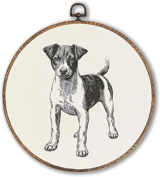 Vintage Swedish Farmdog Round Wall Art Framed, Retro Weiner Dog Round Wall Decor, Swedish Farmdog Weiner Dog Gifts Hanging Canvas Print Wall Sculpture for Bedroom Living Room Decor, 10x10 Inch