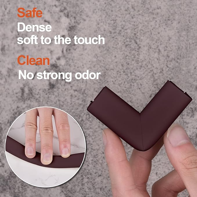 Baby Proofing Edge and Corner Guards, Safety 3M Pre-Taped Furniture Bumper, [16.40ft Edge + 4 Corners] Baby Corner Protector for Fireplace, Table, Stair, Cabinet (Coffee Brown)