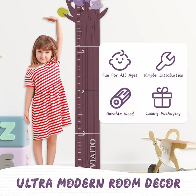 Personalized Name Growth Chart, Cute Koala Wood Height Chart, Height Measurement for Wall Boy Girls, Height Wall Chart Growth Measuring Ruler Room Wall Decor