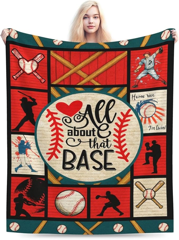 Baseball Fleece Baseballs Throw Blanket Gifts for Boys Girls Kids Teenagers Adult Men Women Fuzzy Plush Super Soft Cozy Warm Blanket Sports Stuff Bedding Blankets 40"X50"