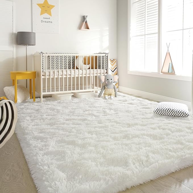 BENRON Soft Area Rugs for Living Room Bedroom Washable, Fluffy Rugs for Kids Children Girls Boys Room Decor, 3x5 Throw Rug for Nursery Kitchen Dining Table, Indoor Floor Carpets, Cream White
