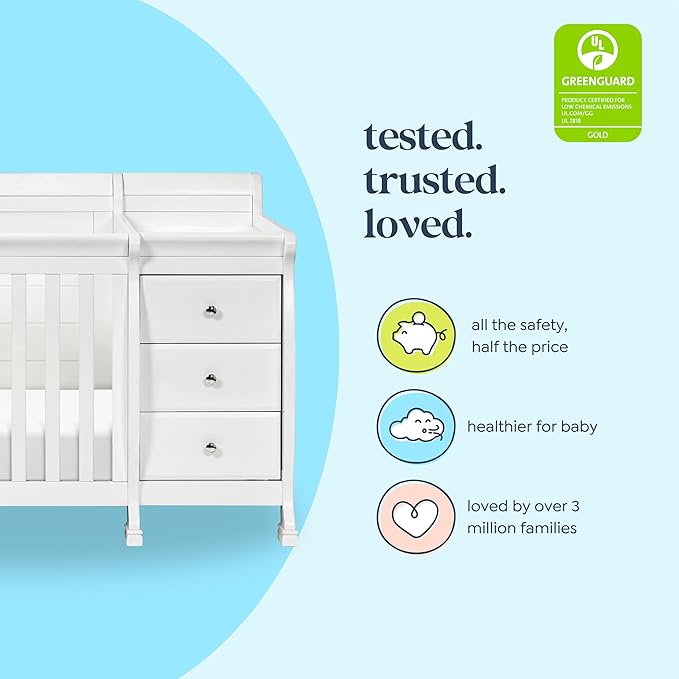 DaVinci Kalani 4-in-1 Convertible Crib and Changer Combo in White