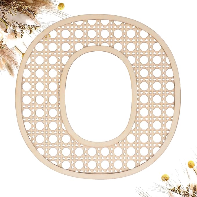 Wooden Rattan Letters 8 inch Wood Letters O for Wall Decor Crafts Boho Nursery Decor for Baby Shower Wedding Bedroom Name Signs Large Rustic Letter Home Decoration