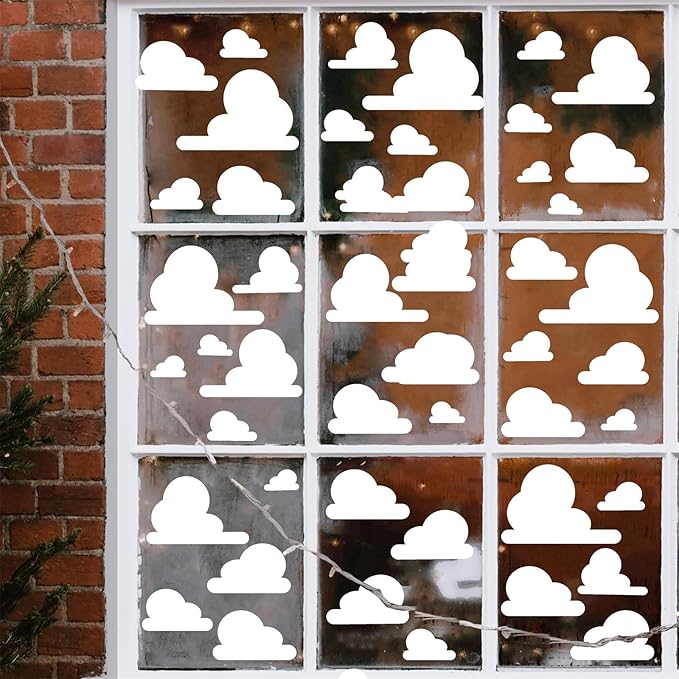 White Cloud Wall Decals Vinyl Clouds Wall Sticker Removable Cloud Decals Peel and Stick Kids Wall Stickers Removable Cute Clouds Stickers for Nursery Kid Bedroom Baby Room Playroom Decor
