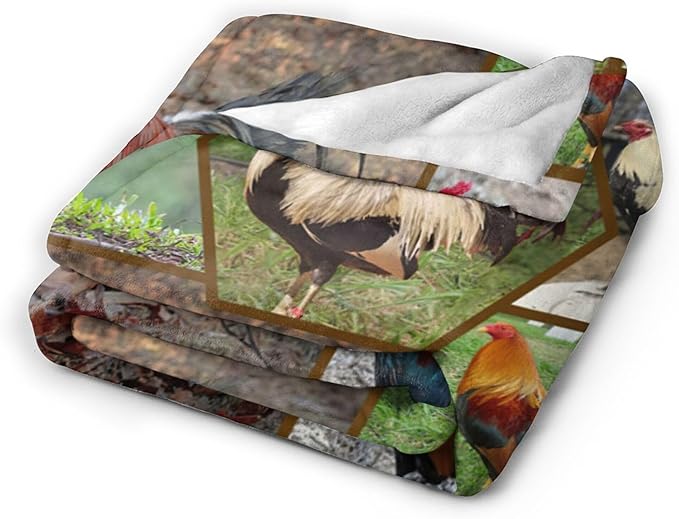 jerkboo Rooster Chicken Blanket Throws Chicken Gifts Chicken Throw Blanket for Girls Women Kids Adults Soft Warm Cozy Fleece Blanket for Couch Sofa Bed 60""x50""