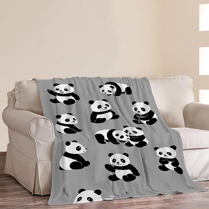 Panda Blanket Cute Panda Fleece Throw Blanket Soft Cozy Warm Fuzzy Plush Super Plush Stuff Bedding Toddler Nursery Baby Blankets Gifts for Boys Girls Kids Adult Men Women 50"X60"