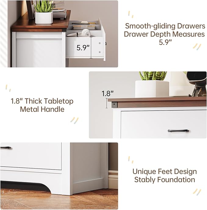 Farmhouse 7 Drawer Dresser for Bedroom, 51" Wide Chest of Drawers, Wooden Dresser TV Stand, Storage Dressers Organizer for Bedroom, Living Room, Hallway