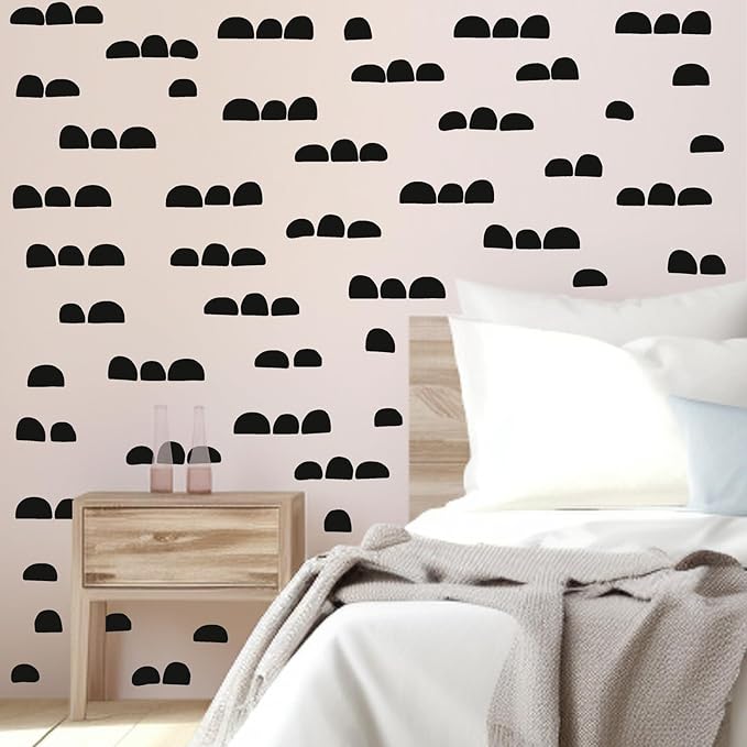 Geometric Wall Decals Vinyl Black Wall Stickers Abstract Art Sticker Modern Stickers Irregular Half Circle Arch Decal Peel and Stick Boho Black Wall Decals for Bedroom Living Room Decor