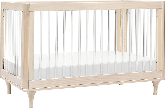 Babyletto Lolly 3-in-1 Baby Crib Convertible to Toddler Bed & Daybed, GREENGUARD Gold Certified, 4 Adjustable Heights, Includes Toddler Conversion Kit, Made of 100% Solid Wood - Washed Natural/Acrylic