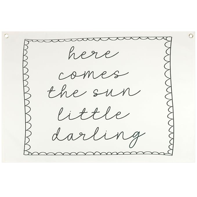 Boho Rectangular Banner Flag Pennant Wall Art Decor Gift for Baby Boy Girl Kids,Nursery Classroom Bedroom Playroom Reading Room Bedroom Decor-Here Comes the Sun-Baby,Shower Birthday Christmas Gift