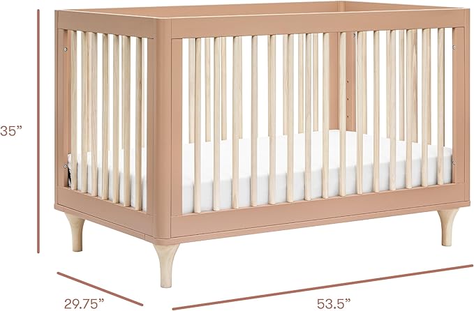 Babyletto Lolly 3-in-1 Baby Crib Convertible to Toddler Bed & Daybed, GREENGUARD Gold Certified, 4 Adjustable Heights - Includes Toddler Conversion Kit, Made of 100% Solid Wood - Canyon/Washed Natural