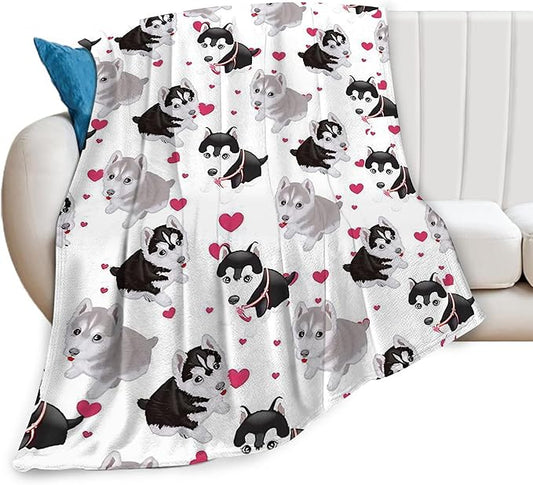 Alaskan Malamute Dog Blanket Cute Dog Throw Blanket Alaskan Dog Gifts and Decor Dog Blanket for Girls Women Kids Adults Soft Warm Cozy Fleece Blanket for Couch Sofa Bed 60"x50"