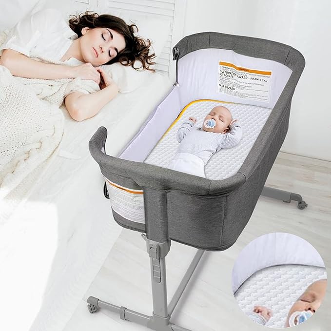 Lisara Bassinet Mattress Pad, 33 x 20 Dual Sided Gel Memory Foam Mattress with Waterproof, Removable and Breathable Ice Silk Cover, Fit for Baby Delight/Mika Micky/KoolerThings Baby Bassinet