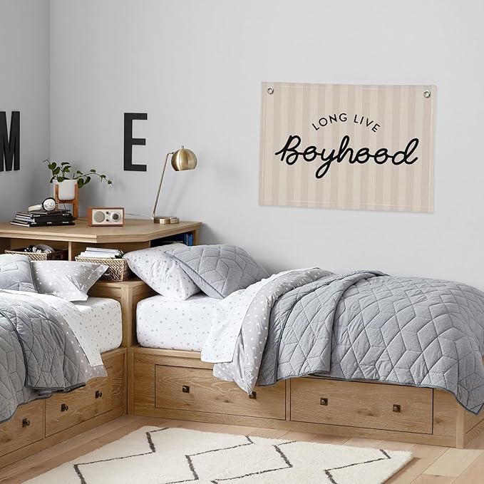 Long Live Boyhood Banner, Boy Nursery Decor, Canvas Banner Wall Hanging Flag Decor for Nursery Playroom Toddler Room, Boys Kids Room
