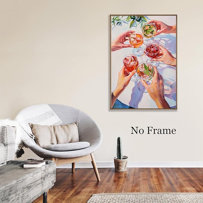 Cheers Canvas Wall Art Bar Cart Wall Art Wine Cheers Painting Cocktail Prints Cocktail Prints Trendy Alcoholic Painting Alcoholic Beverage Poster Funky Bar Cart Picture For Room 16x24inch No Frame