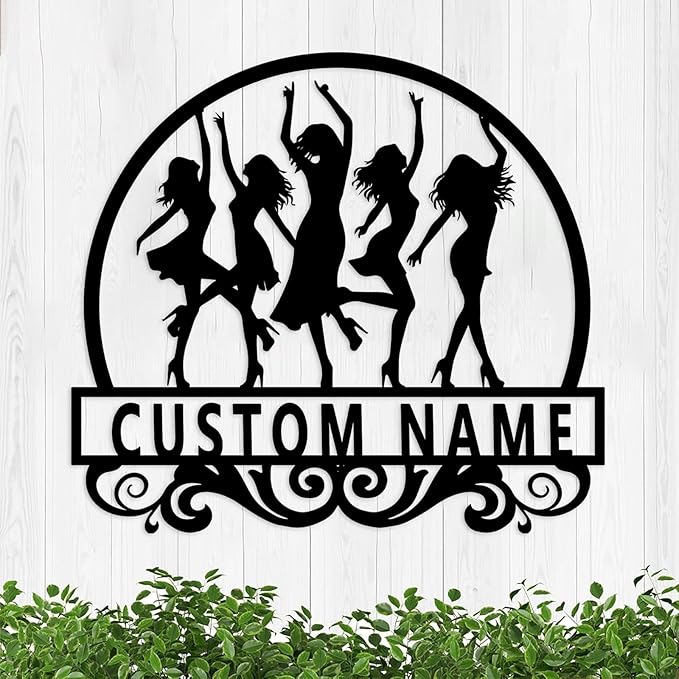 Custom Dance Girl Metal Sign with Dancer Silhouette - Personalized Wall Art for Dance Studio, Unique Teacher Gift, Add Name, Instructor Plaque for Home Decor,Bar, Dance Hall, Party Sign