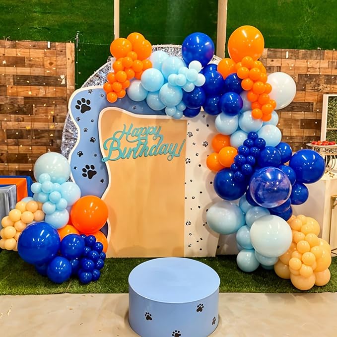 Blue and Orange Balloons, 60PCS 12 Inch Royal Light Blue and Orange Beige Balloon Confetti Balloons for Kids Space Theme Party Baby Shower Birthday Graduation Party Decoration