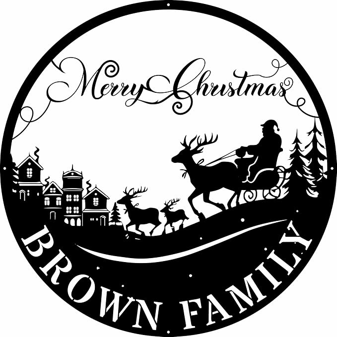 Custom Christmas Welcome Sign, Personalized Reindeer Metal Sign, Indoor/Outdoor Porch Decor, Black Wall Art, Party Supplies, Personalized Christmas Gifts
