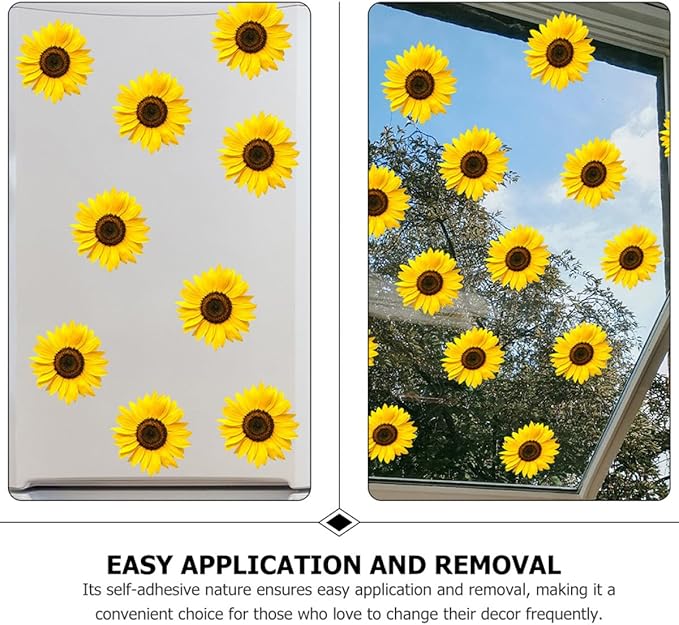 Floral Sunflower Wall Sticker Peel and Stick Flower Pattern Decal for Living Bedroom Nursery Easy to Apply and Remove Home Decoration Tear-Resistant Self-Adhesive Wallpaper