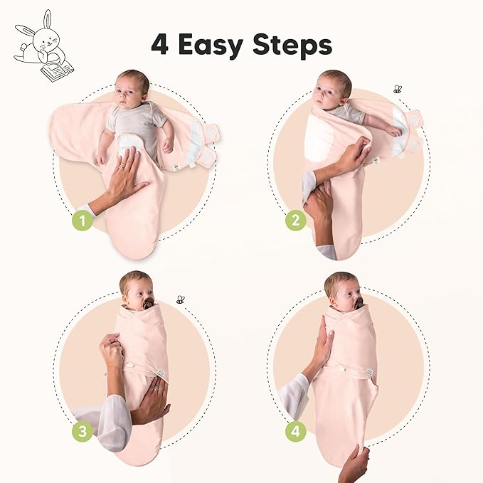 3-Pack Organic Baby Swaddle Sleep Sacks - Swaddles for Newborns, Infant 0-3 Months, Baby Girls, Boys, Soft & Snug Newborn Sleep Sack, Nursery Swaddling Blankets (Angelic, XS)