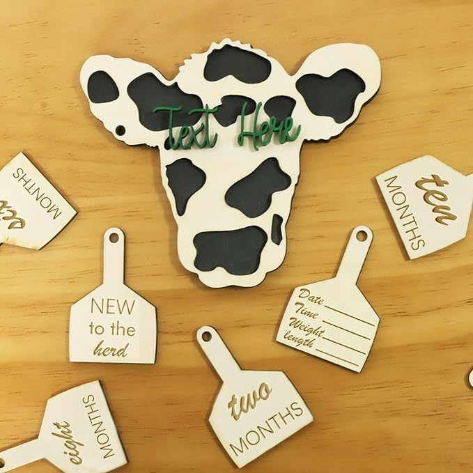 Personalized Cow Baby Name Sign – Custom Birth Announcement Tag for Newborns, Cute Farm Animal Nursery Decor, Unique Shower Gift for Boys & Girls